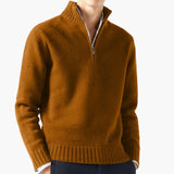 Men's knitted zip-up turtleneck sweater