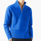 Men's knitted zip-up turtleneck sweater