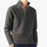 Men's knitted zip-up turtleneck sweater