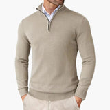 Men's knitted sweater with zip collar and ribbed finish