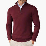 Men's knitted sweater with zip collar and ribbed finish