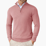 Men's knitted sweater with zip collar and ribbed finish