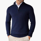 Men's knitted sweater with zip collar and ribbed finish