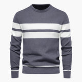 Striped round neck sweater for men
