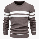Striped round neck sweater for men