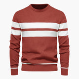 Striped round neck sweater for men