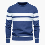 Striped round neck sweater for men