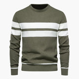 Striped round neck sweater for men