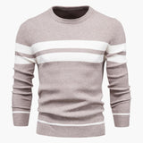 Striped round neck sweater for men