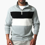 Men's sport pullover with stand-up collar and zipper