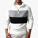 Men's sport pullover with stand-up collar and zipper