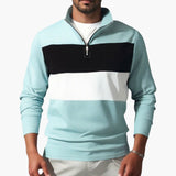 Men's sport pullover with stand-up collar and zipper