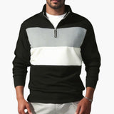 Men's sport pullover with stand-up collar and zipper