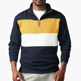 Men's sport pullover with stand-up collar and zipper
