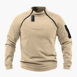 Men's zip-up fleece sweater with pocket on the sleeve