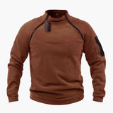 Men's zip-up fleece sweater with pocket on the sleeve