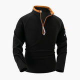 Men's fleece pullover with half zip and stand-up collar