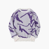 Men's sweater with abstract print and ribbed hem