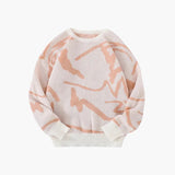 Men's sweater with abstract print and ribbed hem