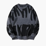 Men's sweater with abstract print and ribbed cuffs