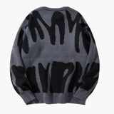 Men's sweater with abstract print and ribbed cuffs
