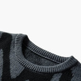 Men's sweater with abstract print and ribbed cuffs