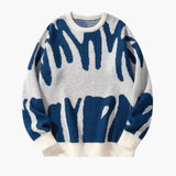 Men's sweater with abstract print and ribbed cuffs