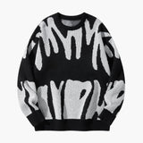 Men's sweater with abstract print and ribbed cuffs