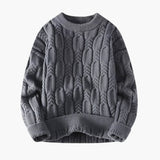Twisted knit sweater for men with ribbed hem and round neck