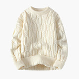 Twisted knit sweater for men with ribbed hem and round neck