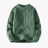 Twisted knit sweater for men with ribbed hem and round neck