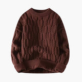 Twisted knit sweater for men with ribbed hem and round neck