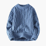 Twisted knit sweater for men with ribbed hem and round neck