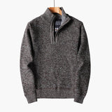 Knitted pullover for men with half zip and ribbed collar