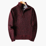 Knitted pullover for men with half zip and ribbed collar