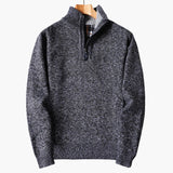 Knitted pullover for men with half zip and ribbed collar
