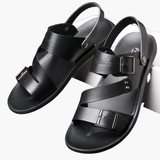 Men's sandals with adjustable strap and crossed strap design