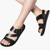 Men's sandals with adjustable strap and crossed strap design