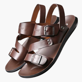 Men's sandals with adjustable strap and crossed strap design