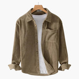 Corduroy overshirt for men with button closure and chest pocket