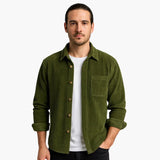 Corduroy overshirt for men with button closure and chest pocket