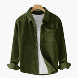 Corduroy overshirt for men with button closure and chest pocket