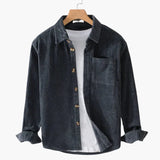 Corduroy overshirt for men with button closure and chest pocket