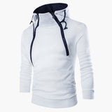 Modern men's hoodie with asymmetrical zipper closure