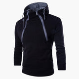 Modern men's hoodie with asymmetrical zipper closure