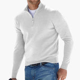 Men's zip-up sweatshirt with stand-up collar and ribbed hem