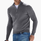 Men's zip-up sweatshirt with stand-up collar and ribbed hem