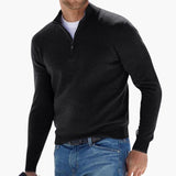 Men's zip-up sweatshirt with stand-up collar and ribbed hem