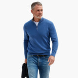 Men's zip-up sweatshirt with stand-up collar and ribbed hem