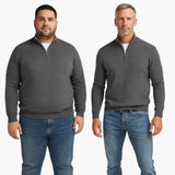 Men's zip-up sweatshirt with stand-up collar and ribbed hem